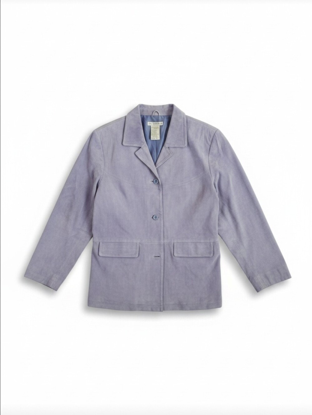 Vintage Jessica Holbrook Lavender Purple Suede Leather Button Jacket Coat Large